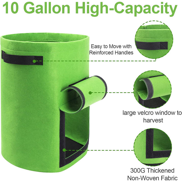 10 Gallon Potato Grow Container with Side Window - Available in 2 Quantity and 3 Colors