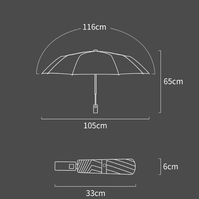 10 Ribs Fully Automatic Reverse Closing Umbrella with LED Flashlight