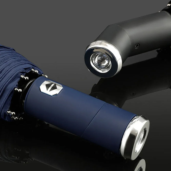 10 Ribs Fully Automatic Reverse Closing Umbrella with LED Flashlight