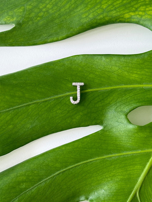 10k Vintage Natural Diamond "J" initial pendant