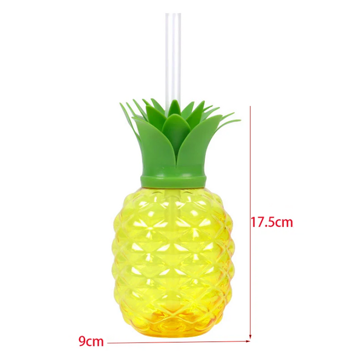 10pcs Plastic Strawberry Pineapple Drinking Cup with Straw