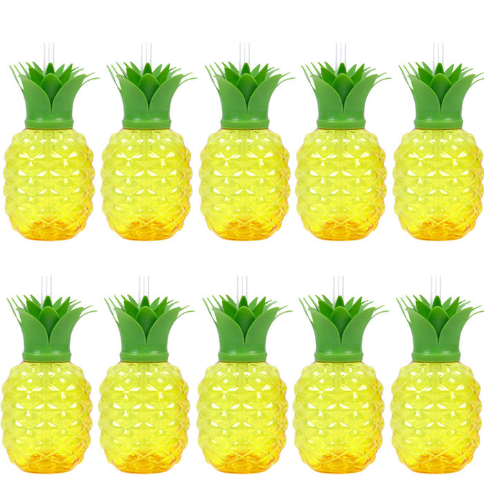 10pcs Plastic Strawberry Pineapple Drinking Cup with Straw
