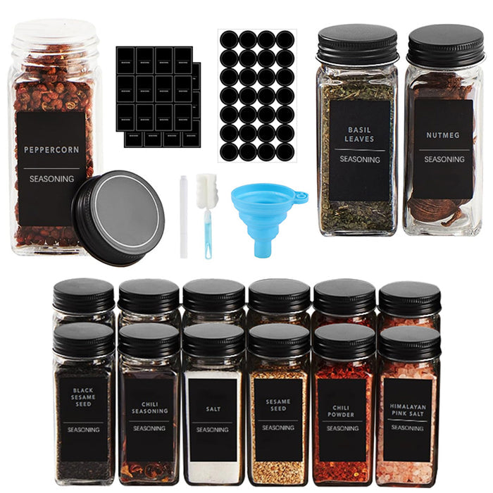 STORFEX 12-Pack 120ml Glass Spice Jars with Labels