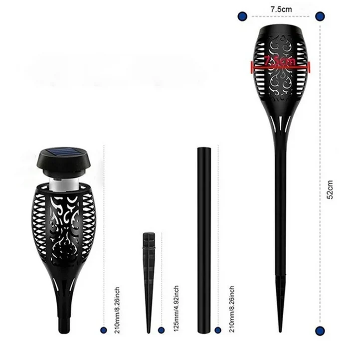 12LED Solar Flame Torch Light Flickering Floor Lamp