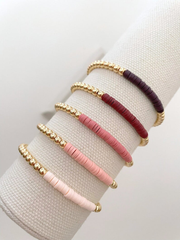14k Gold Heishi Color Block Bracelet