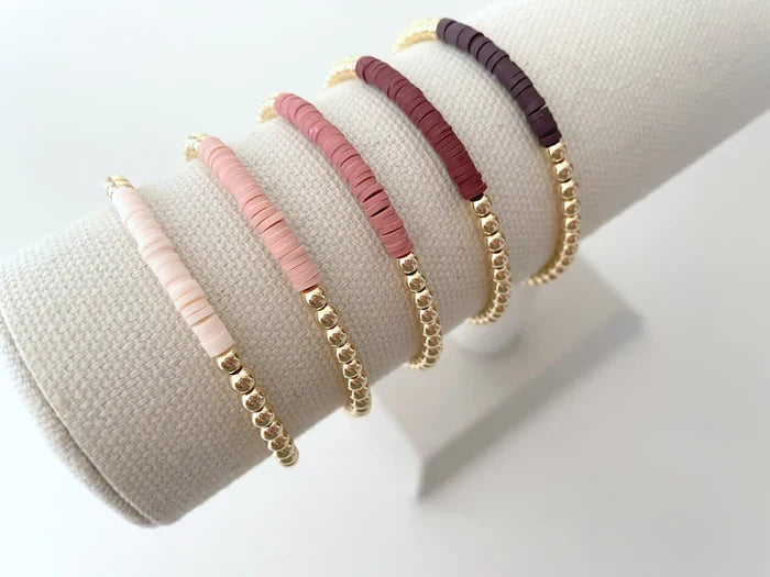 14k Gold Heishi Color Block Bracelet