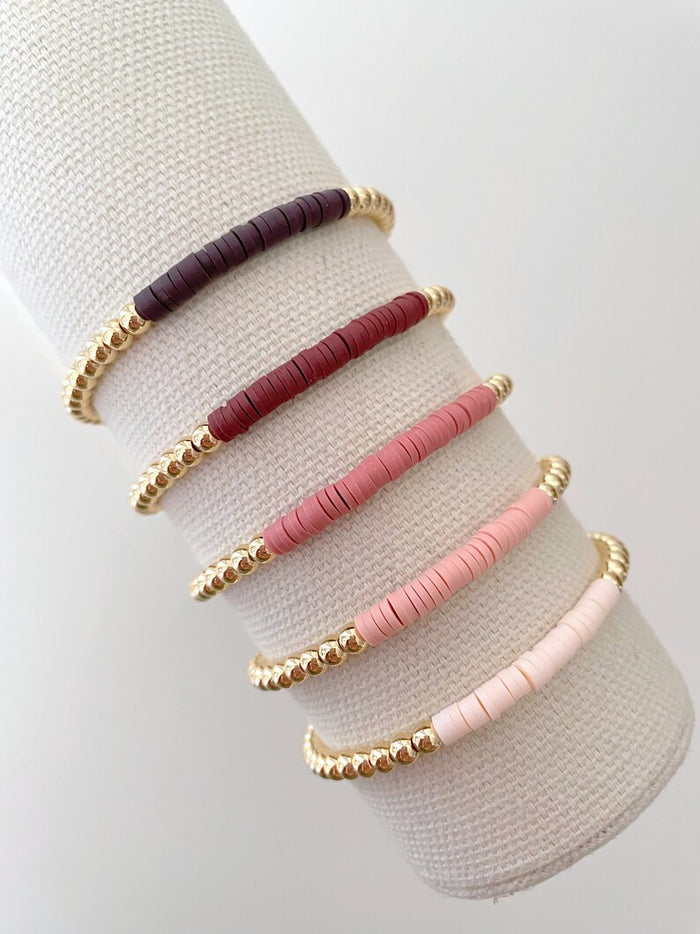 14k Gold Heishi Color Block Bracelet