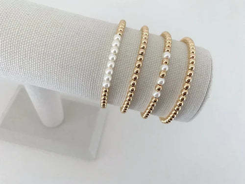 14k Gold Pearl Stacking Bracelet