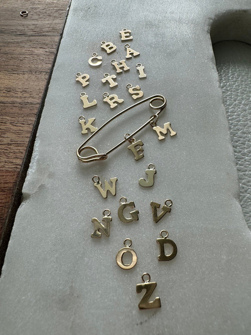 14k Solid Gold Initials “A-Z” Letters Name Charm