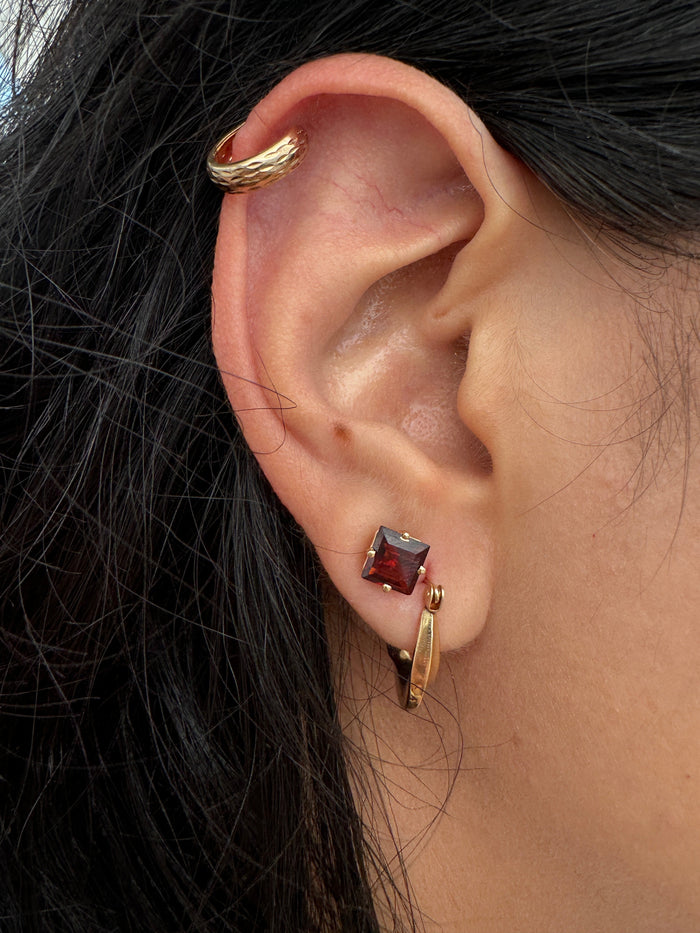 14K Yellow Gold Moon/Wave Hoop Earrings