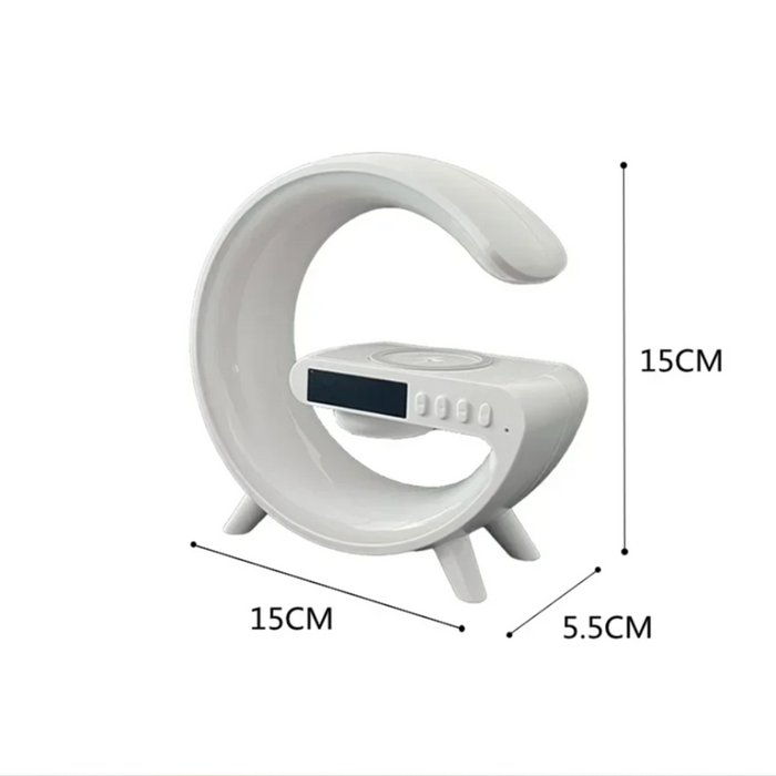 15W Wireless Charger Alarm Clock with RGB Night Light & Bluetooth Speaker
