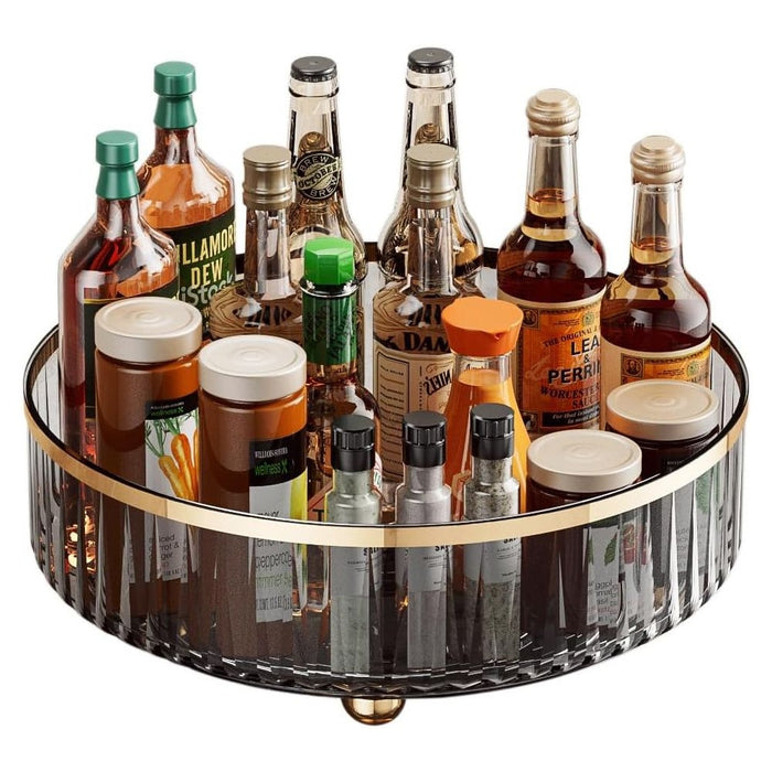 1pc Round Plastic Clear Rotating Container Bins for Cabinet Pantry Kitchen Countertop Refrigerator