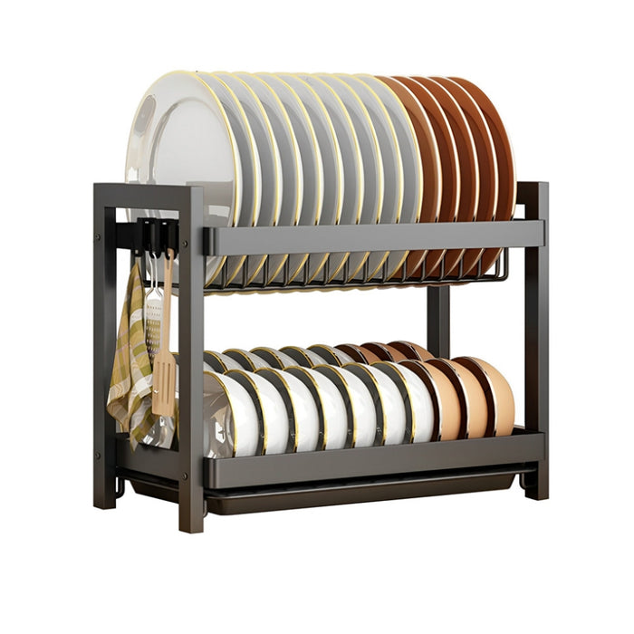 STORFEX 2 Layer Dish Drying Rack for Kitchen | Black | Steel Material