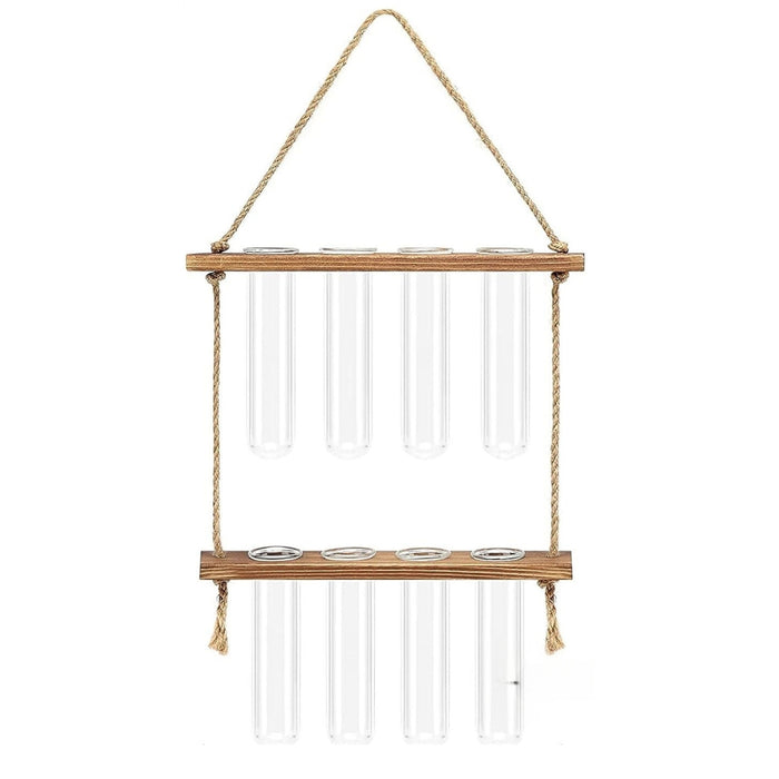 2 Layer Glass Wall Hanging Planter with Wooden Stand