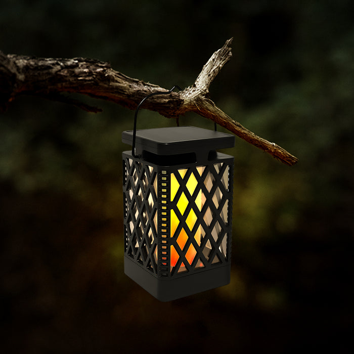 LUMIRO 2 Pack Flickering Flame Solar Garden Pendant Lights - Realistic Flames