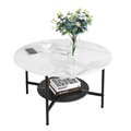 2 Tier Round Sofa Side End Table Marble Coffee Table