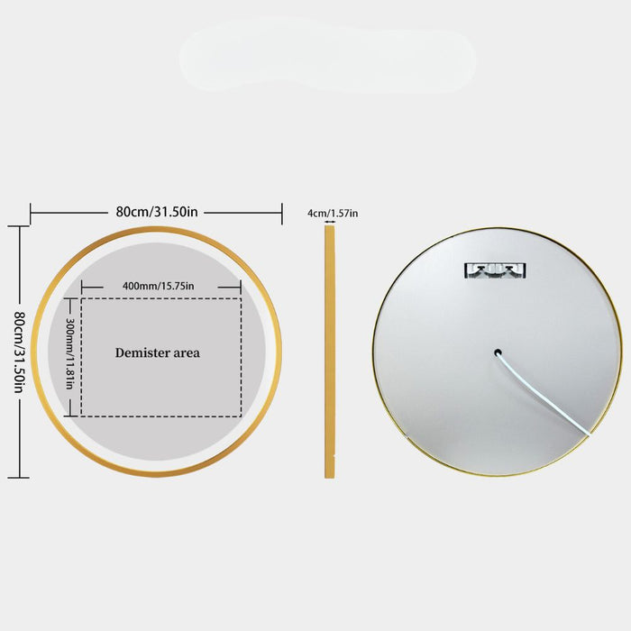24 Inch Gold Frame Round Bathroom Mirror with Lights