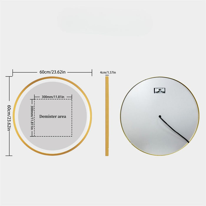 24 Inch Gold Frame Round Bathroom Mirror with Lights