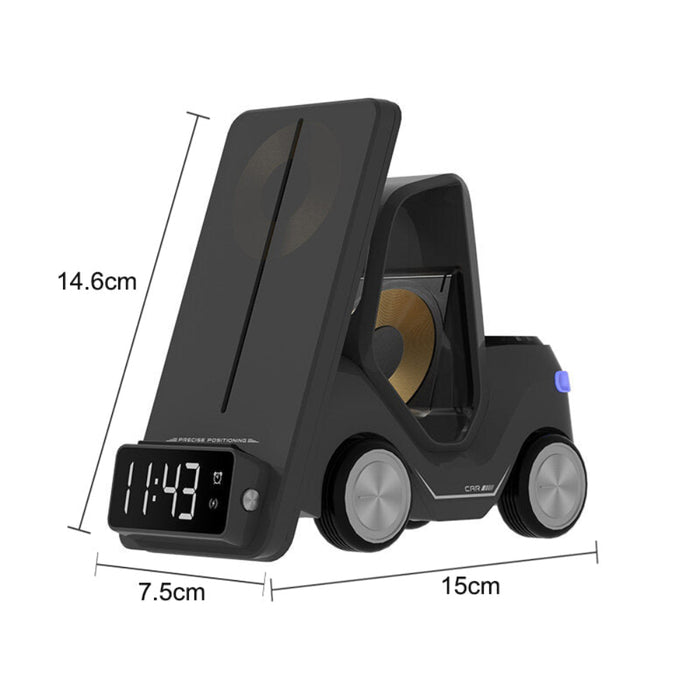 3 in 1 Fast Charging Wireless Charger with Digital Clock  Display-Type-C Plugged-in