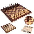 3 in 1 Portable Wooden Chess Board Set with Chess Checkers and Backgammon