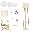 Tall Floor Lamp with 3-Tier Marble Shelves