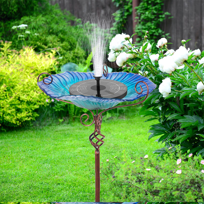30'' Height Flower Glass Bird Bath Garden Outdoor Bird Feeder with Metal Stake