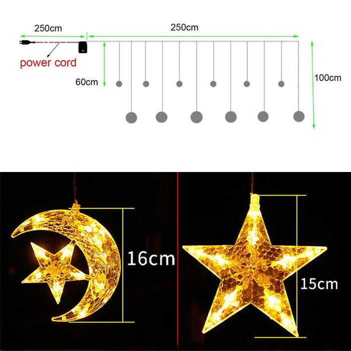 3.5m LED Curtain String Light Star & Moon Home Decorative Fairy Lamp
