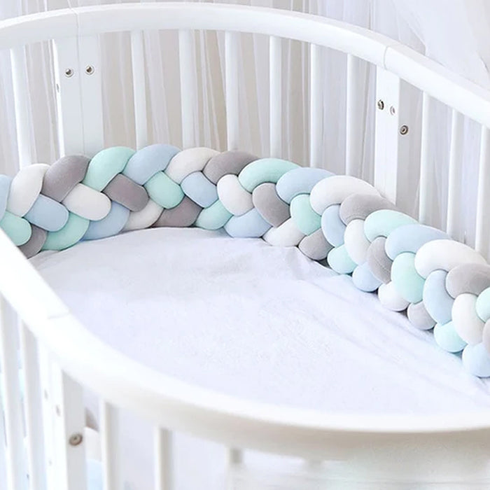 4M Cotton Nursery Protective Braided Bumper Handmade Crib Cushion