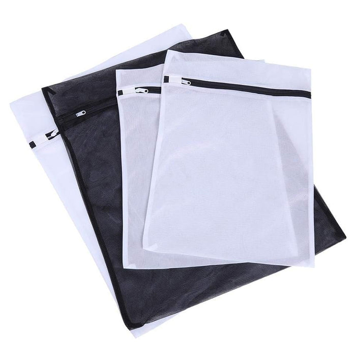 4Pcs Rectangular Mesh Laundry Bags for Delicates with Non-Rust Zippers