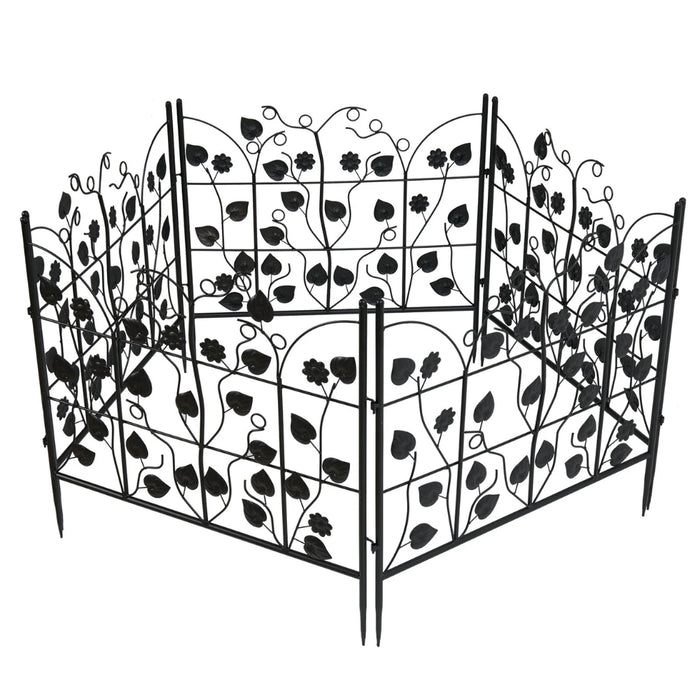 5 Piece Metal Garden Fence Set for Outdoor Garden