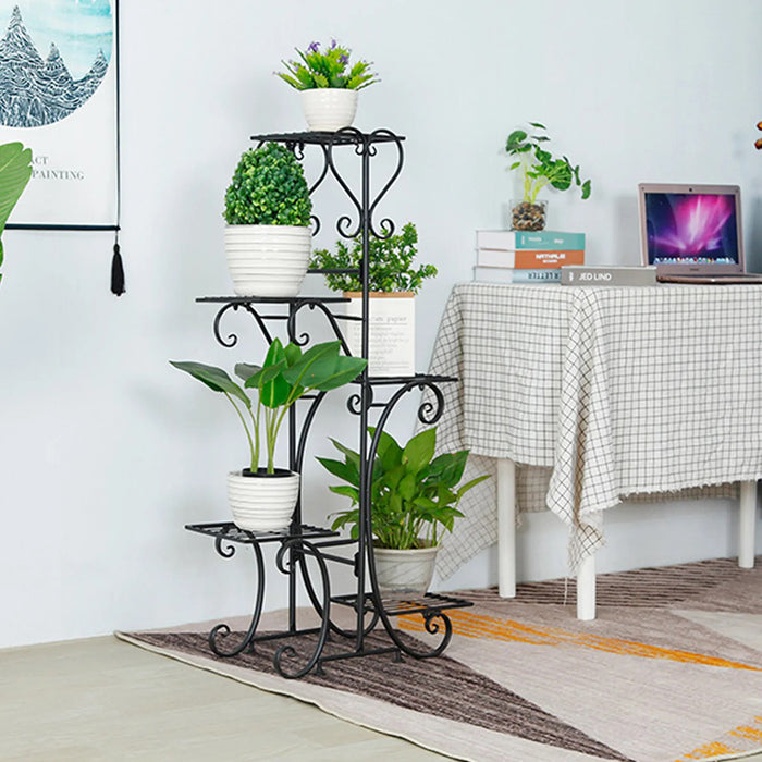 5 Tier Metal Plant Stand Shelf Anti Rust Iron Garden Flower Pot