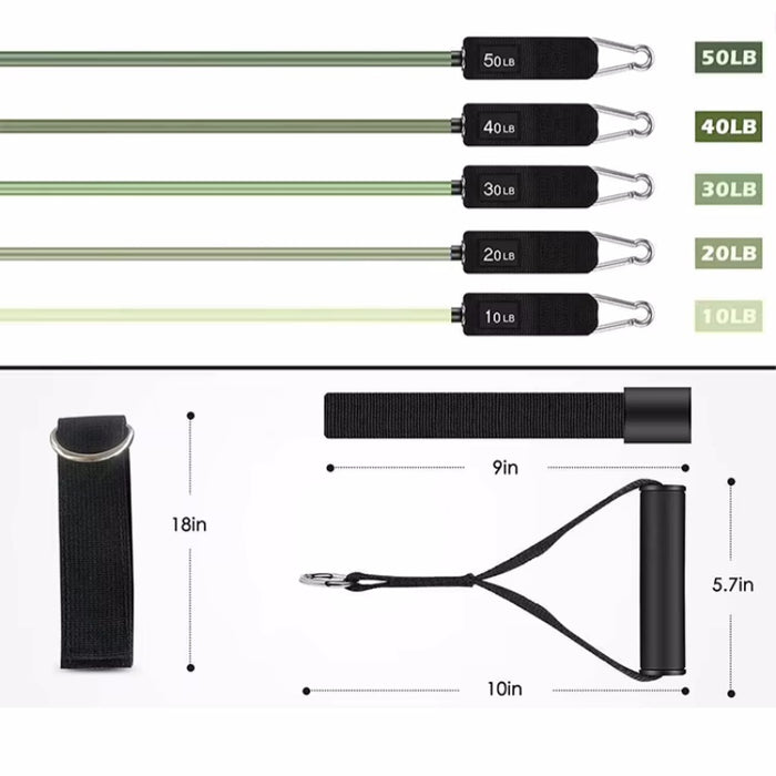 5 Tube Fitness Exercise Resistance Band Set Workout Bands
