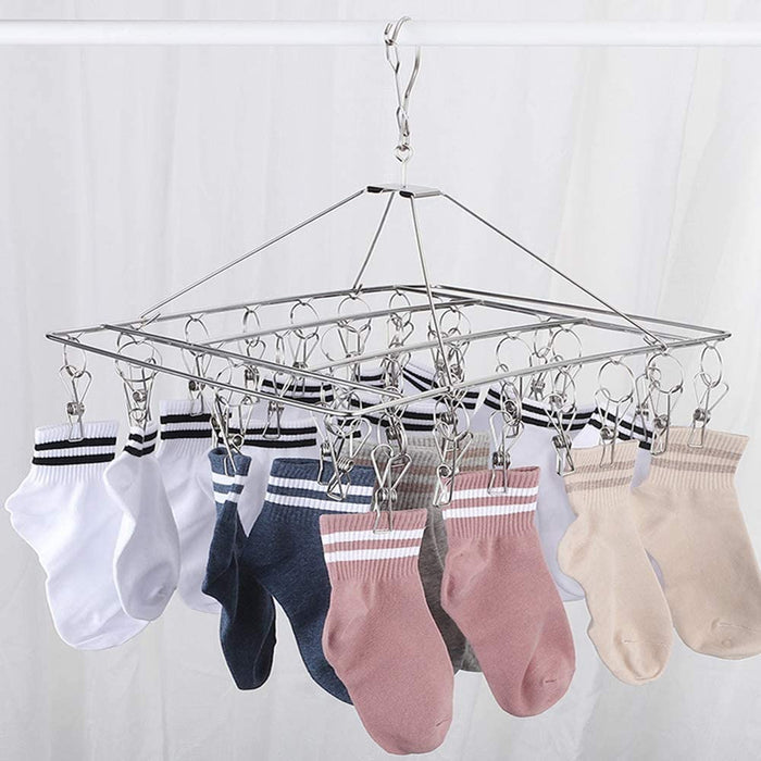 60 Pegs Stainless Steel Sock Underwear Hanging Drying Rack