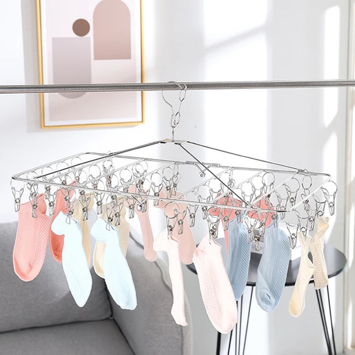 60 Pegs Stainless Steel Sock Underwear Hanging Drying Rack