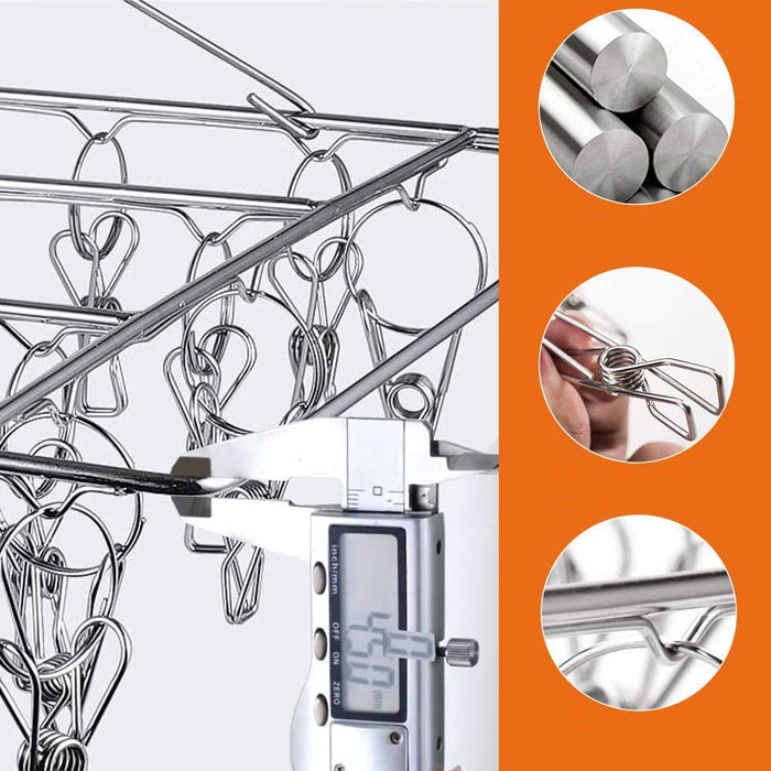 60 Pegs Stainless Steel Sock Underwear Hanging Drying Rack