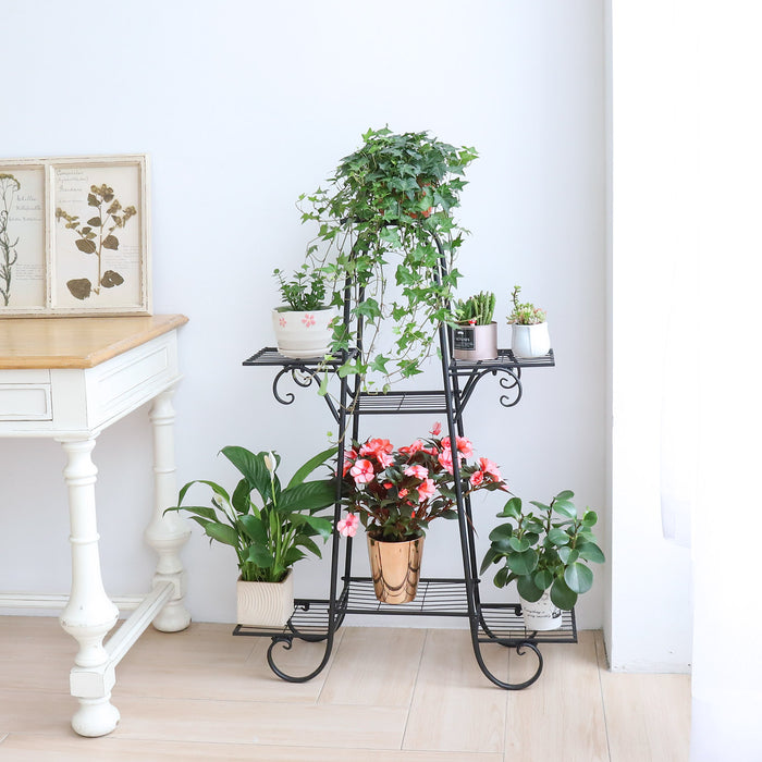 7 Tier Metal Plant Shelf Stand Multilayer Potted Display Rack Patio