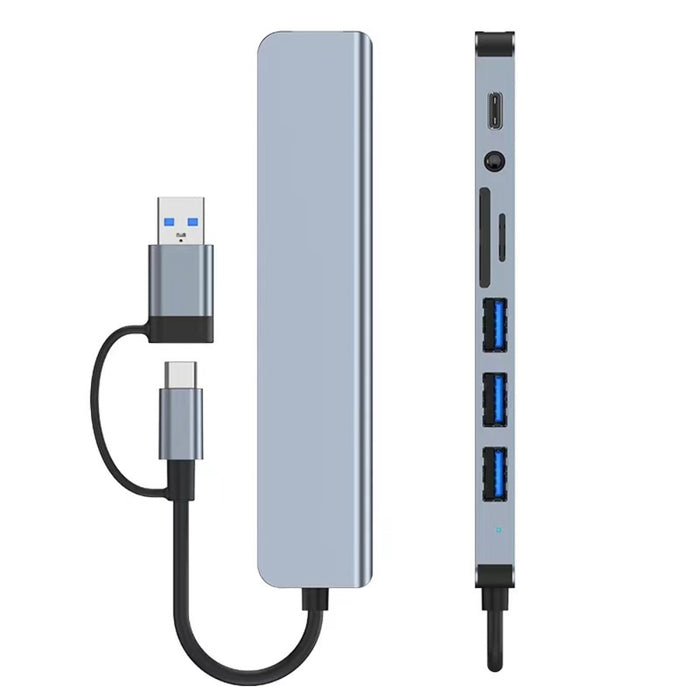 8 In 2 USB HUB With Splitter Card Reader, USB C Port, USB Splitter Card Reader, Docking Station