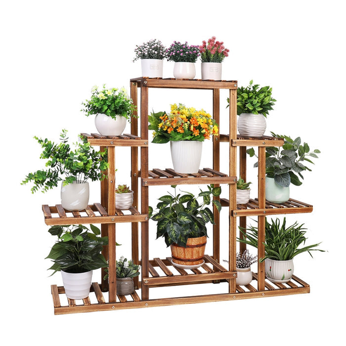 9 Tiered Plant Stand Wooden Plant Shelf Indoor Plant Holder Flower Stand