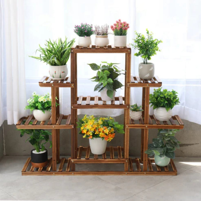 9 Tiered Plant Stand Wooden Plant Shelf Indoor Plant Holder Flower Stand