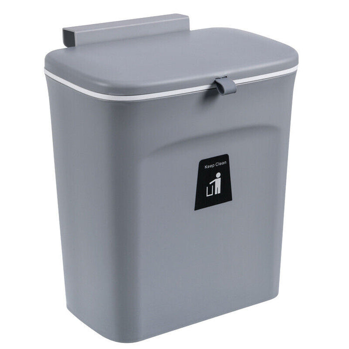 9L Waste Rubbish Trash Bin Bench Top Side Cabinet Door Hanging Slide Lid