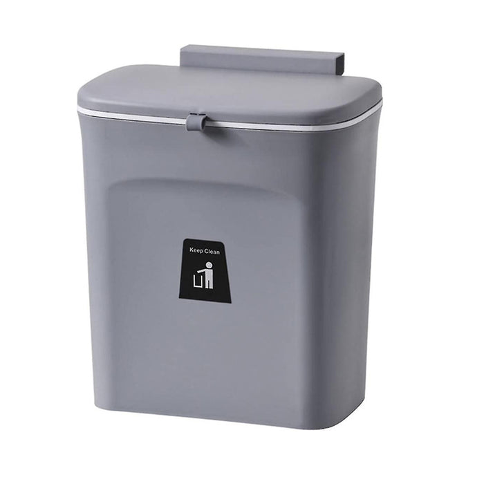 9L Waste Rubbish Trash Bin Bench Top Side Cabinet Door Hanging Slide Lid