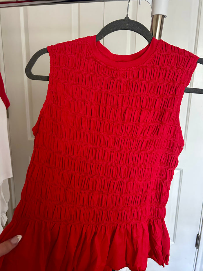 Ruffle Slim Fit Red Top
