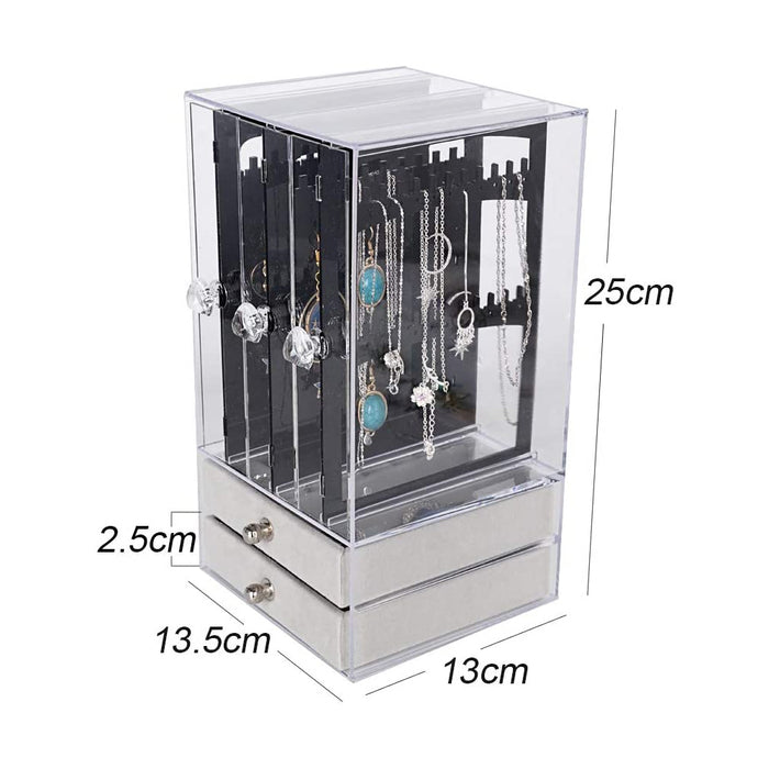 Acrylic Jewelry Storage Box Portable Dustproof Full Clear Display