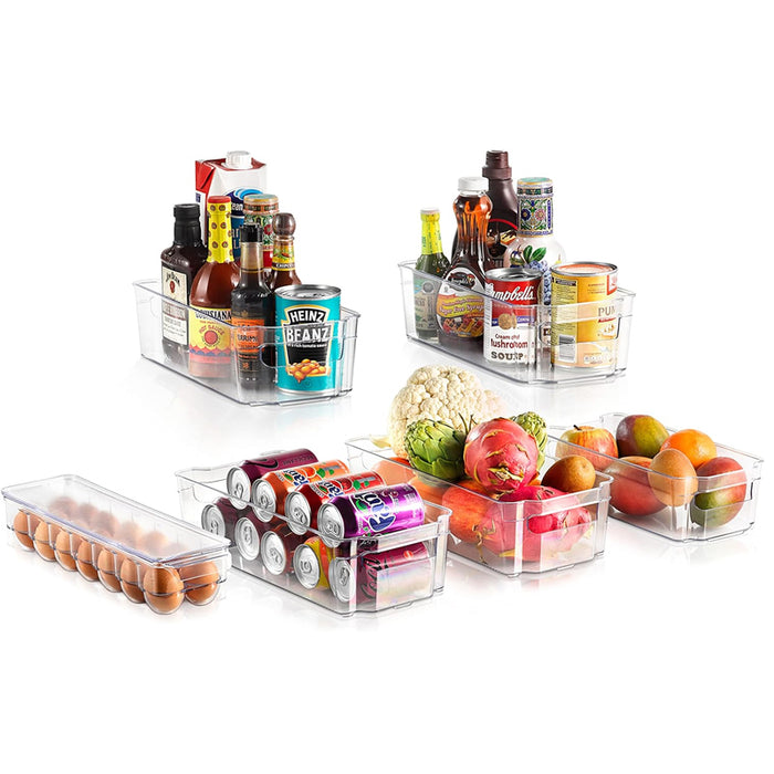 Pack of 6 Acrylic Stackable Clear Plastic Storage Bin for Refrigerator