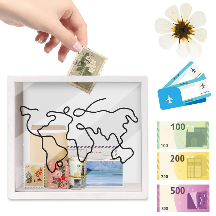 Adventure Archive Box Wood Frame Travel Tickets Keepsakes Storage Frame