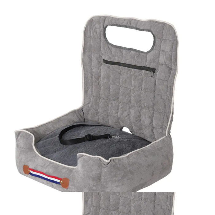 Anti-Slip Pet Booster Seat with Storage Pockets and Safety Leash