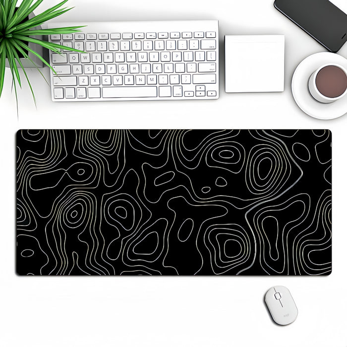 Anti-Slip Topographic Black and White Mouse Pad for Keyboard - 30x80cm
