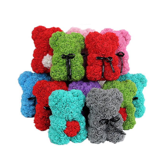 25cm Artificial Flowers Rose Bear Girlfriend Anniversary Gift