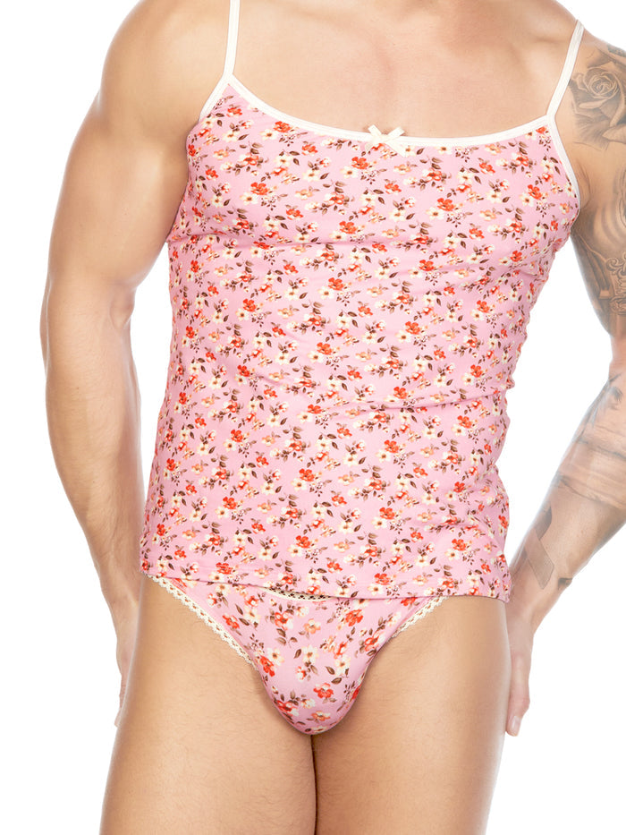 Men's pink floral camisole