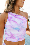 Asymmetric Crop Top - Swim in Watercolor